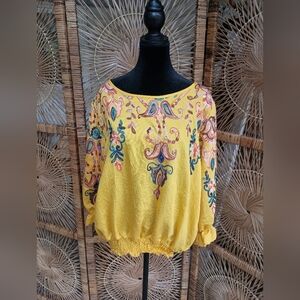 NWT Sapphire Embroidered Yellow Women's Top_XL